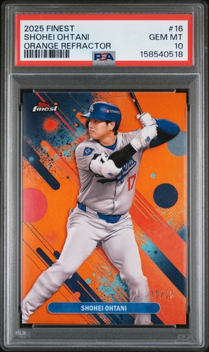 2025 TOPPS FINEST ORANGE REFRACTOR #16 SHOHEI OHTANI 10/25 PSA 10