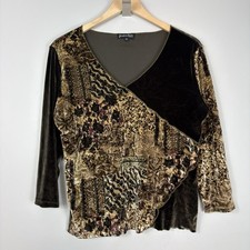 Vtg Y2K Velvet Burnout Patchwork Top Whimsigoth Witch Fairy XL USA Made Floral