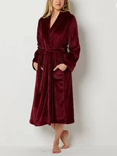 Liz Claiborne Robe Womens XXL Belted Plush Soft Cozy Lounge burgundy NEW