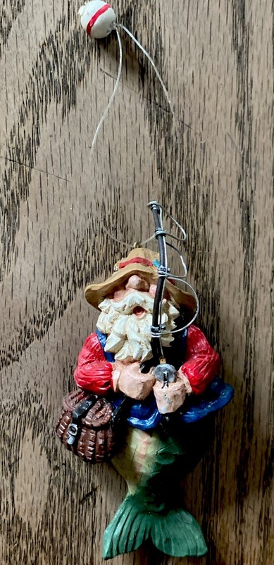 Vintage FISHING MOUNTAIN MAN Part Fish wiggles UNIQUE FUNNY Ornament Detals