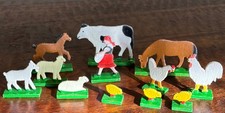 Vintage 1940's 1950's West Germany wood flat farm animal lot 12 VTG