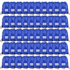 50 PCS Drawstring Bags Bulk Draw String Backpack DIY Gym Sports Cinch Blue