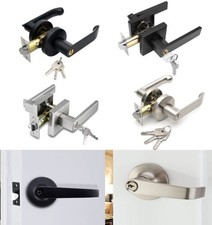 Internal Door Handle Entry Cloakroom Bedroom Door Lever Lock Set Kit With Keys