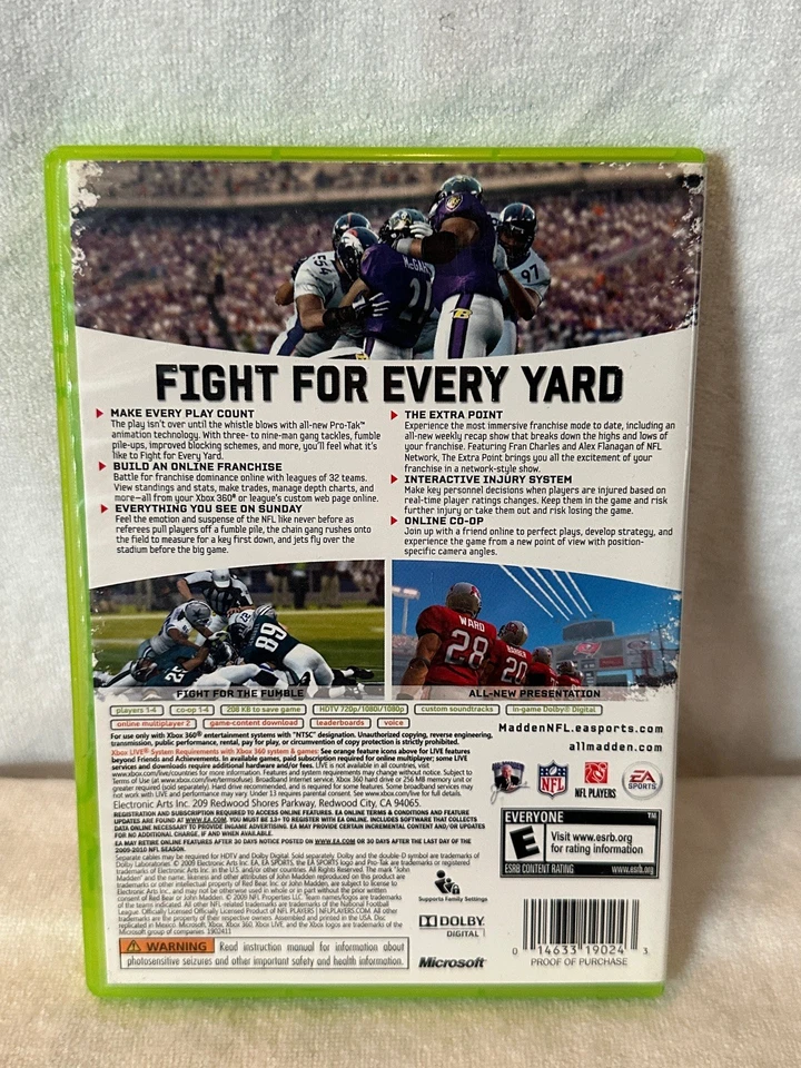 Madden NFL 10 Microsoft Xbox 360/Live EA Deportes Usado Videojuego Y Manual Foto 2 de 4