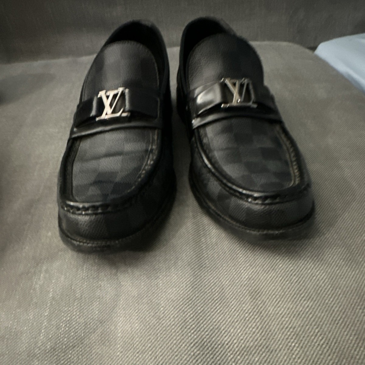 Men\'s Black Leather Check Slip-On Loafers Louis Vuitton LV Resort Loafer - Shoes 1ADGHP | LOUIS VUITTON main image 2