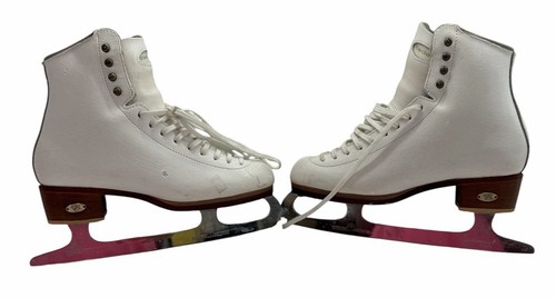 Vtg Riedell Figure Skating Sz 6 Ladies White Leather MK Professional Blades