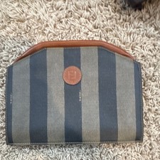 Striped Fendi Clutch Bag Authentic Leather Wi...