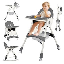 Foldable Baby High Chair,6 in 1 Portable Convertible High Chairs for Babies a...