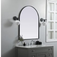 Elegant Lighting Ayra 33" W x 42" H Modern Arched Wall Mirror MR1A3342BLK