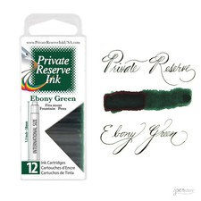 Pk/12 Private Reserve Fountain Pen Ink Cartridges, Ebony Green