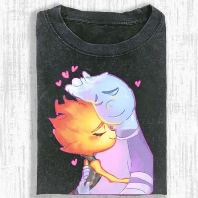 Elemental Ember and Wade Love Graphic Retro Vintage Acid Wash Cotton Shirt
