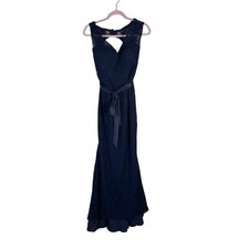 Morilee Navy Blue Lace Open Back Mermaid Gown Womens S Bridesmaid Formal Maxi
