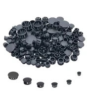 220 PCS 6 Sizes Black Hole Plugs Plastic Flush Type Panel Round Hole Plugs Sn...