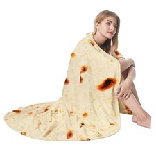 Burrito Tortilla Blanket 60in, Double Sided Super Soft Flannel 60 in Yellow