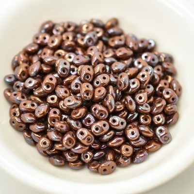 2x5mm SuperDuo Beads - Chocolate Nebula - 10 grams Czech Glass