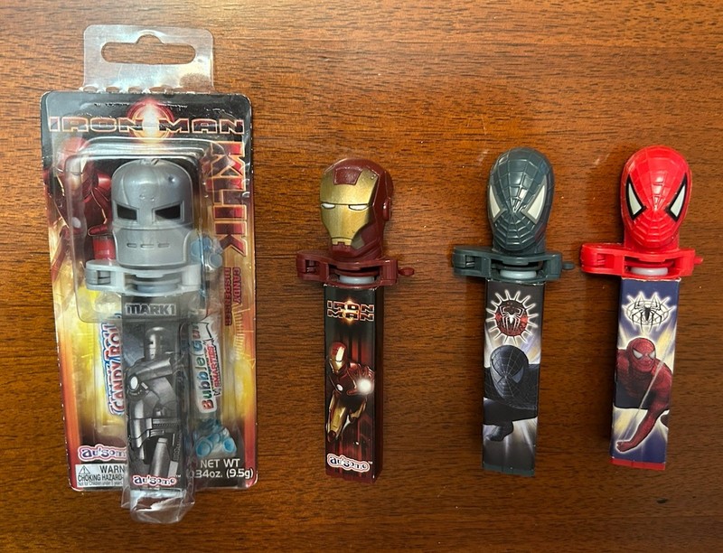 Klik Candy Dispensers -  Marvel 2008 Iron Man and Spider-Man 3 ~ Set of 4 Total