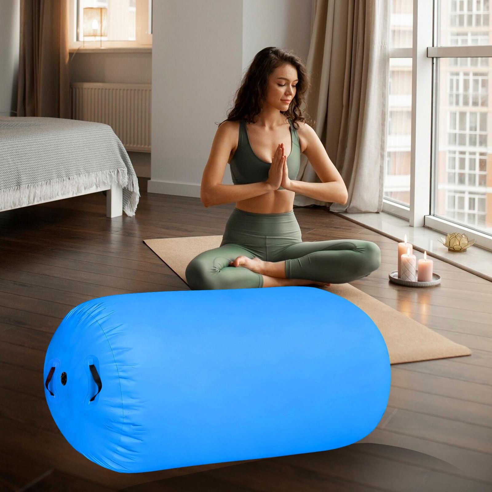 Air Roller Gymnastics Barrel Inflatable Tumbling Mat for Yoga Cheerleading