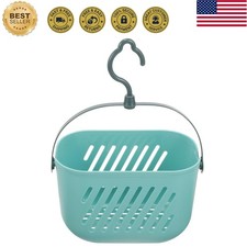 Hanging Shower Storage Basket with Hook, Blue Plastic Portable Bathroom Organ...