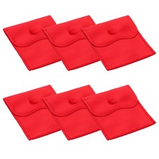 6 Pcs 4x4 Inch Velvet Jewelry Pouches Gift Bags with Snap Button Red