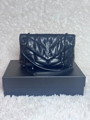 Saint Laurent Small Black Leather Quilted Loulou Puffer Shoulder Bag