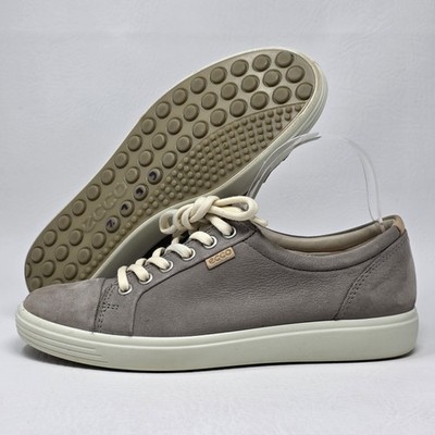 Ecco Soft-7 Runner Womens Size 7 Grey Nubuck Leather Casual Lace Up Pre-owned 