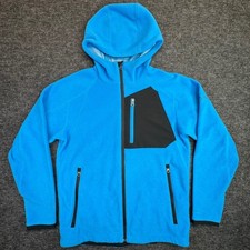 Columbia Fleece Hoodie Youth L 14/16 Blue Omni-Heat Full Zip Jacket