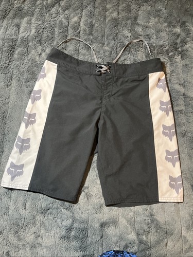 Fox Racing Men’s Boardshorts Swim Trunks Zipper Pocket Size 32 Grey/White/Black - Picture 1 of 12