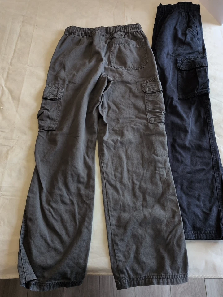 Lote de 2 Pantalones Caqui Carga Children’s Place Boys Azul Gris Cintura Elástica Foto 2 de 4