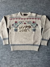 Vintage Eddie Bauer Wool Sweater Cat Heart Fa...
