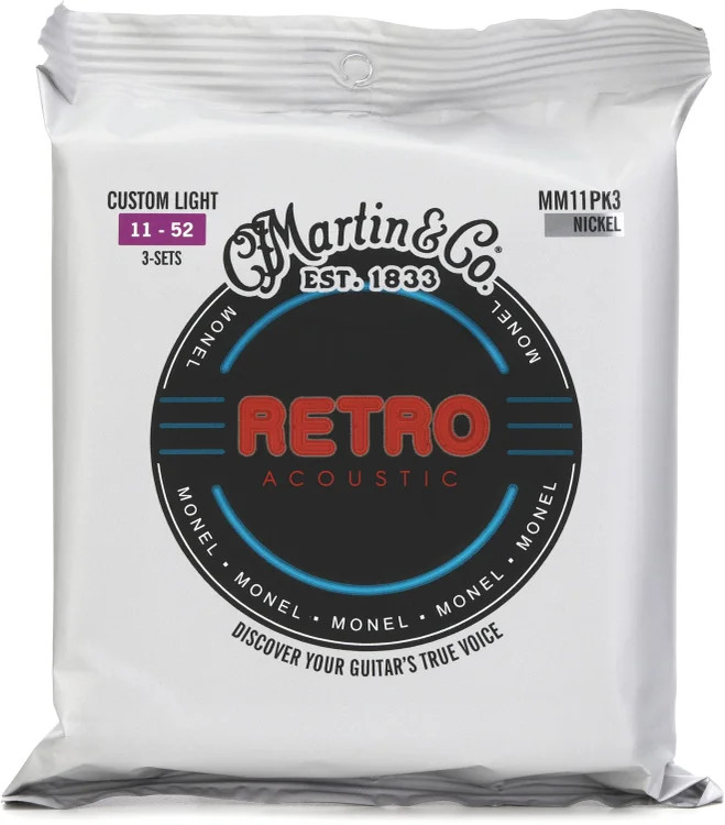 Martin MM11 Retro Acoustic Monel Guitar Strings - 011-052 Custom Light 3990₽