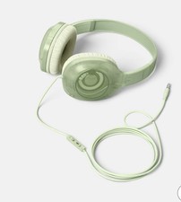 heyday Wired On  Ear Headphones Green 3.5mm Mic Volume Control 4 ft Cable New