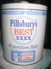 J.L. Clark Vintage Pillsbury's Best XXXX All Purpose Flour Tin w/Knob Lid