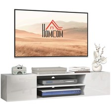 HOMCOM Floating TV Unit for 60" TVs W/ Shelves and Cabinets, White