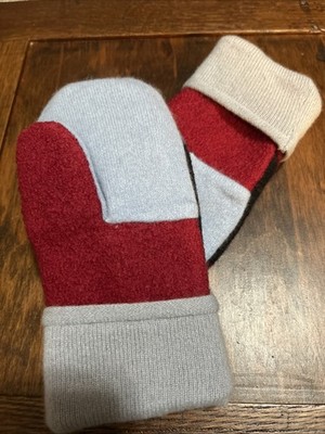 Wool Handmade Felted Mittens From Recycled Fabric