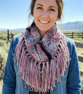 NEW Hand Knitted Boho Cowl Scarf Gray Pink Fairy Whimsigoth Artsy Coquette Indie