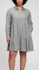 Gap Tiered Mini Oversized Flannel Shirt Dress SIze XXL Button Peasant Minimalist