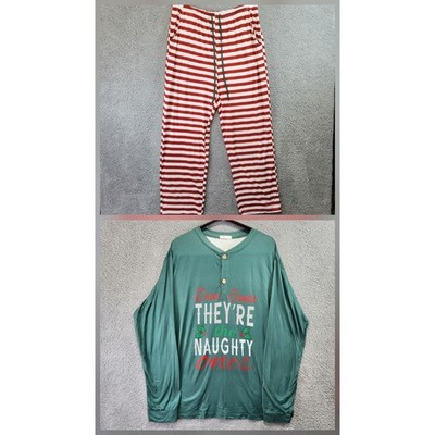 Ekouaer Christmas Pajama Set Womens Large Naughty Ones Striped Pants Holidaycore