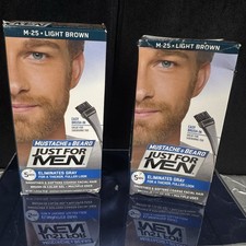 2 PACK- JUST FOR MEN Easy Brush in Mustache Beard Color, Light Brown M-25 Gel