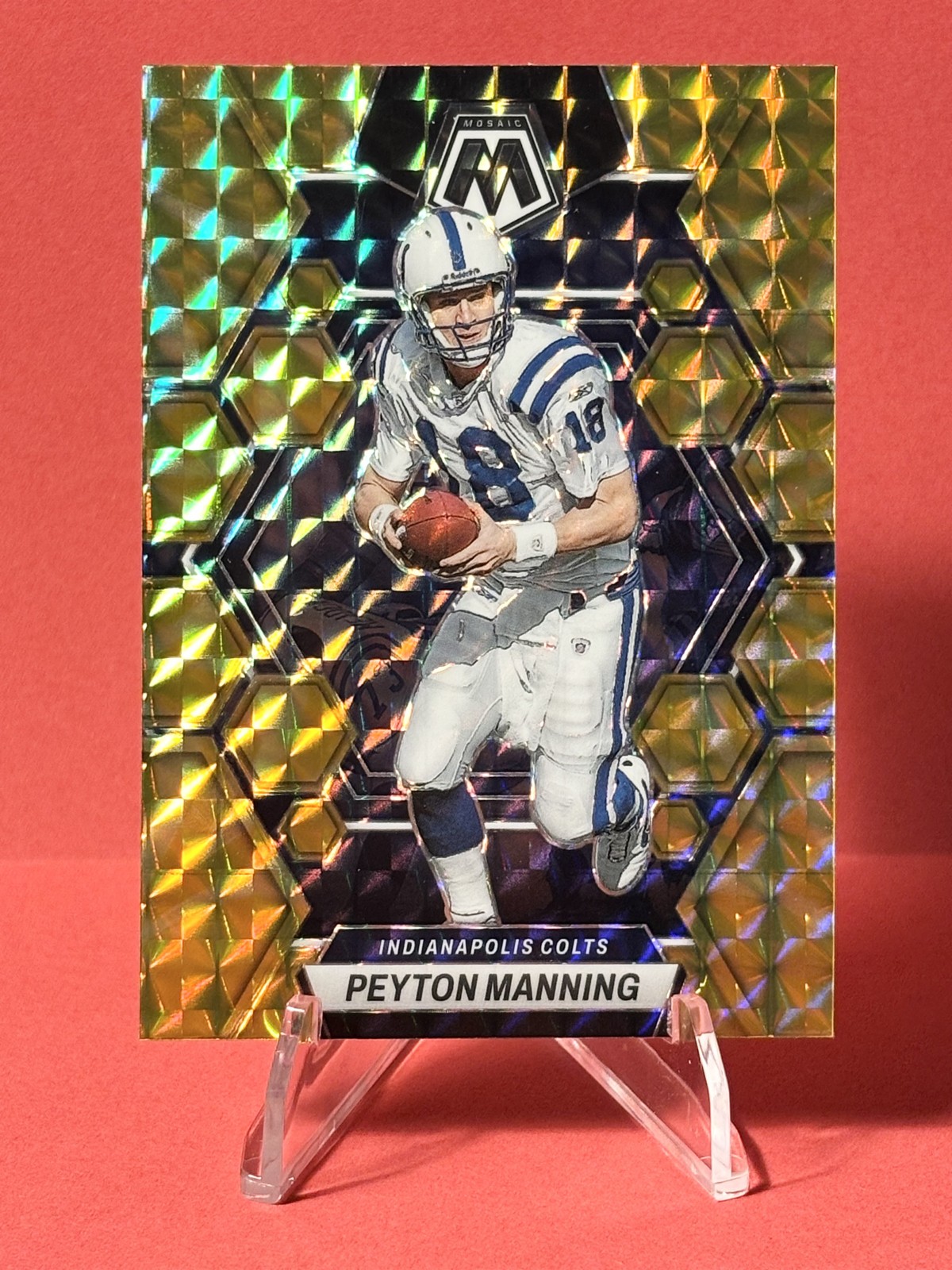 2023 Panini Mosaic - Peyton Manning #100 Reactive Yellow Mosaic Prizm
