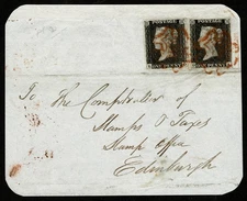 Penny Black Stamps Cover POSTAL HISTORY 2 x 1d PL2 ED DA 4 margins TIED RED MX