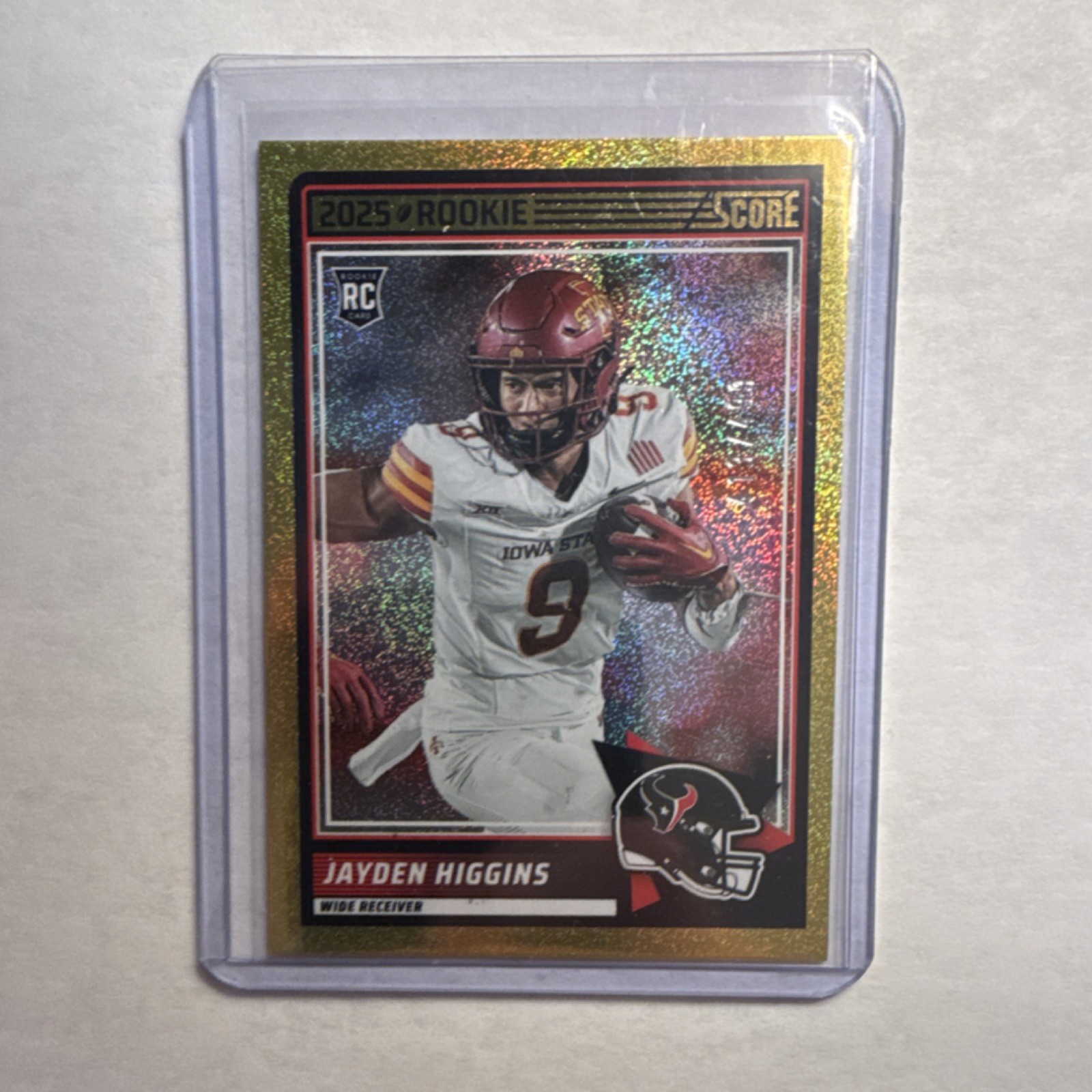 Panini 2025 Score Jayden Higgins Gold Zone Rookie #55 /50 Texans