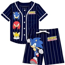 Boys Sonic The Hedgehog Baseball Jersey Shirt and Shorts Clothing Set- Little...