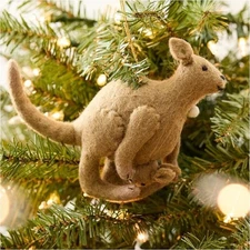 Kangaroo with Baby Whimsical Felt Ornament West Elm 1 Each