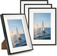 Bilderrahmen 10X15 4Er Set Schwarz Weiß MDF Holzrahmen Deko Geschenk 4 StüCk