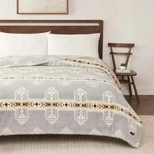 Pendleton Faux Fur Luxe Blanket - QUEEEN SIZE - Cross Roads Pattern