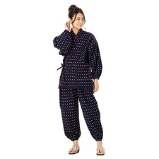 Watanosato Made in Japan Women's Stylish Kurume-woven Dobby Samue Top and Bottom