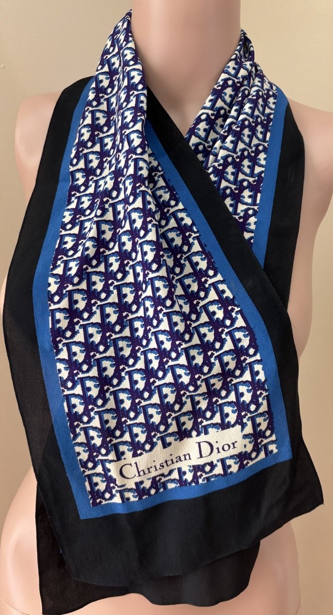 Vintage Christian Dior Silk Scarf Trotter Pattern Logo 8
