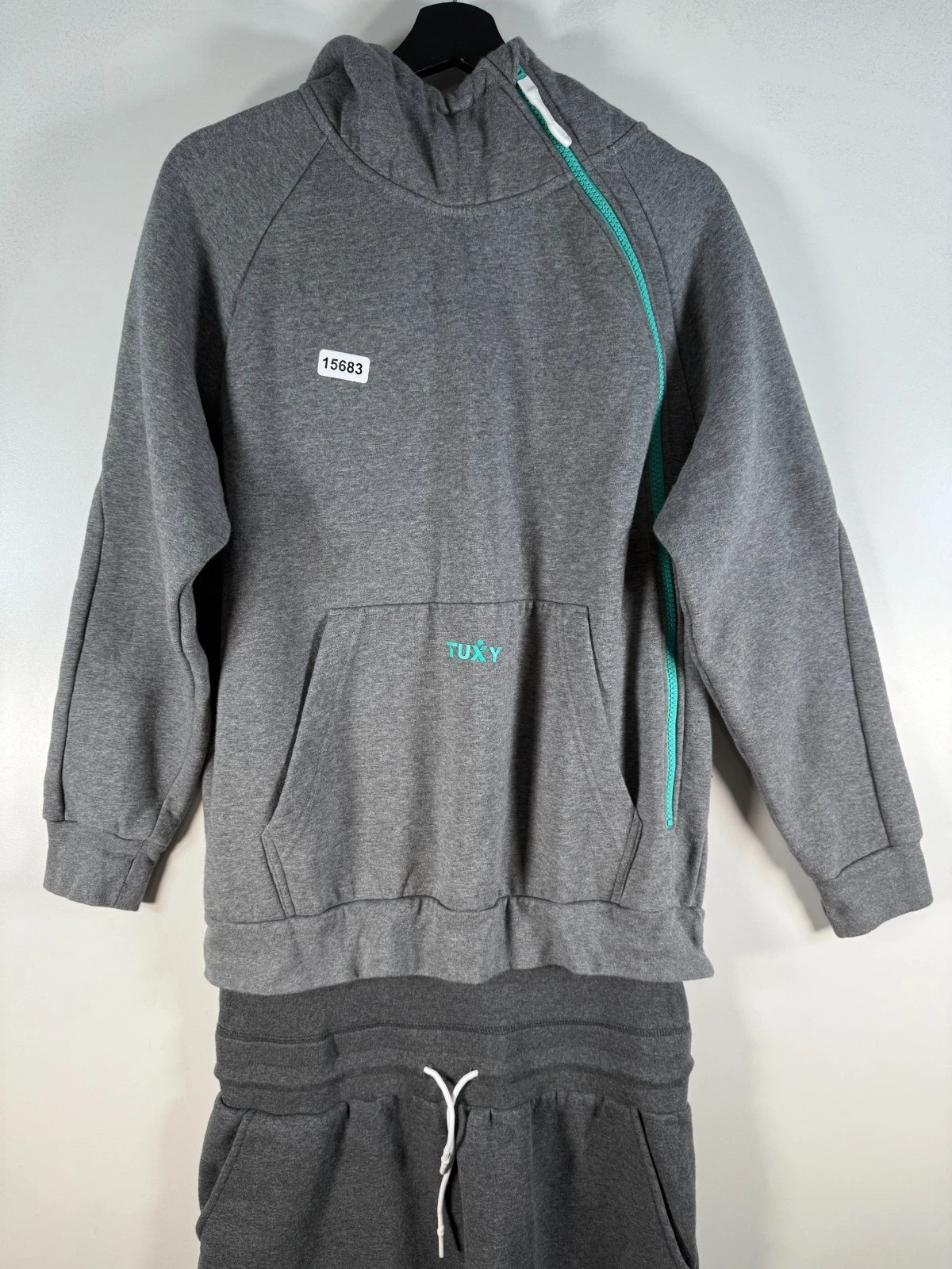 Tuxy Unisex Sweat Suit High Neck Hooded Fleece One Piece Gray Sz One Size