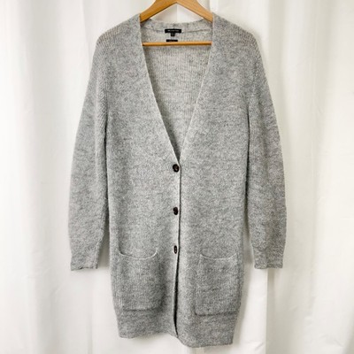 Massimo Dutti Long Line Cardigan, Silver Gray Metallic Alpaca Blend Sz M