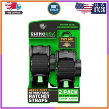 Rhino Usa 2in X 10ft Retractable Ratchet Straps 1000lb Load Capacity 2 Pack Rhino Usa 2in X 10ft Retractable Ratchet Straps 1000lb Load Capacity 2 Pack